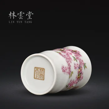 Roku apgleznoti tauriņš un persiku ziedu famille rožu Master Cup vienu tasi Jingdezhen roku darbs keramikas kungfu tējas tase