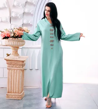 Roku Darbs Kapuci Rhinestone Maroka Tuvo Austrumu Musulmaņu Ģērbšanās Sieviešu Caftan Marokens Hijab Ilgi Drēbes Vakara Kleita Abaya Dubaija Traf