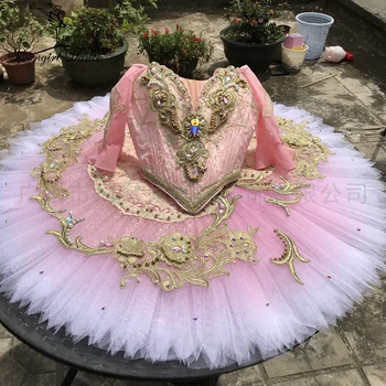 Rozā Profesionālās Tutu Bērnu Baleta Skatuves Tērpiem Tutu Meitenēm Konkurences Baleta Tērpi BT2069