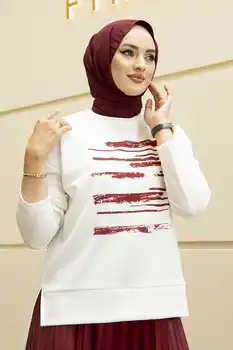 Sieviešu Dual Uzvalks Suku Drukāt Kombin Apakšas uz Augšu Musulmaņu kleita, hijab Musulmaņu üstleri sievietes tērps ir 2021. abayas Komplekts