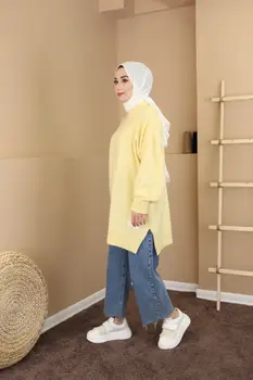 Sieviešu dzeltena tajtur Takelāžas detalizētu plaukstas atbilstoša riepu riteņbraukšana apkakles džemperis Sievietēm Musulmaņu Džemperis Modes 2022