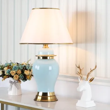 Stils Luksusa Mūsdienu Baltu Keramikas Galda Lampas Guļamistabas Gultas Lampa, Ziemeļu, Eiropas tipa viesistaba Galda Lampas