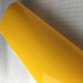 Super spīdīga vinila plēve pasūtījuma vinila uzlīmes ar Gaisa Burbuli 1.52x18m/roll Spīdīgs Spīdīgs Dzeltens