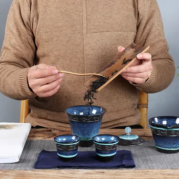 Teaware Komplekti Ķīniešu Kung Fu Ceļojumu Tējas Uzstādīt Keramikas Glazūru Tējkanna Teacup Gaiwan Porcelāna Teaset Tējkannas Drinkware Tējas Ceremonija