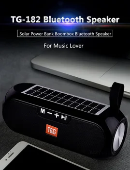 TG-182 Portatīvo Bezvadu Saules Enerģijas BTspeaker Āra USB Skaļruņu Atbalsts FM Radio TF Kartes Cylce Lādēšanas Bluetooth Skaļruņi