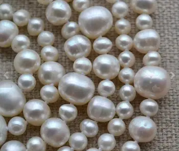 Unikālo Pērles juvelierizstrādājumu Veikalā Garas Pērļu Kaklarota 60 collu 5-11mm Baltā Krāsa Patiesu Saldūdens Pērļu Kaklarota Sievietēm Dāvanu