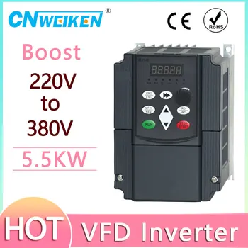 VFD Inverter 1.5 KW-11KW Frekvences Pārveidotājs vienfāzes 220V uz 3-fāzes 380V Jauda VFD Pārveidotājs mehānisko