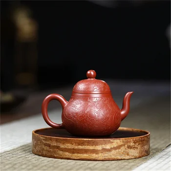 Yixing Violetā Māla Tējkanna Roku Darbs Neapstrādātu Rūdu Dahongpao Longwen Izvietošanas Tējkanna Tējas Komplekts Ķīnas Tējas Uzstādīt Sadzīves Tējkanna Tējkanna Tēja