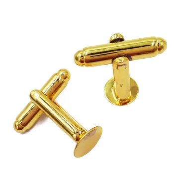 Zelta Pārklājumu franču aproču pogas Tukšu Cufflink Paplāte ar 6 mm 8 mm 10 mm 12 mm 15 mm Apaļu Pamatni Bāzes Iestatījumu CL036