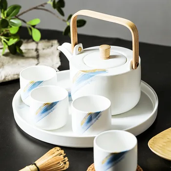 Ziemeļvalstu keramiskās tējkannas komplekts ins tēja mājas moderna minimālisma biroja Kung Fu teacup