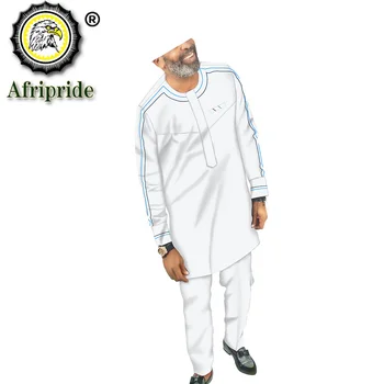 Āfrikas Vīriešu Apģērbu Komplekts Mēteļi un Bikses 2 Gabals, kas Dashiki Outwear Tradicionālo Apģērbu Plus Lieluma Jaka Kultūraugu Top S2016019