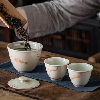 Ātri Tasi Vienā Katlā Divas Krūzes Japāņu Keramikas Komplekts Kung Fu Tējas Set Set Portatīvo Ceļojumu Tēja Diviem Cilvēkiem