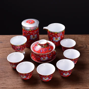 Ķīnas tējas komplekts lunxry kungfu ceremonija tējas komplekts porcelana ķīnas tējas komplekts dāvana