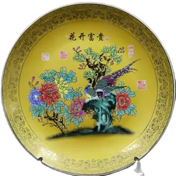Ķīnas Vecās Porcelāna Zelta Apakšā Rozā Ziedu Bagāts Modelis Zelta Rimplate