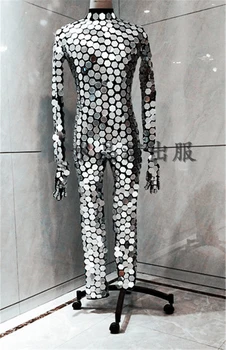 Ķīniešu Stils Mūsdienu Modes skatuves šovs dziedātāja puse Nākotnes Naktsklubs gogo kostīmu Spogulis jumpsuit