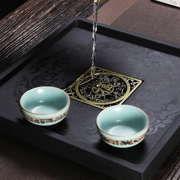 Ūdens Uzglabāšanas Akmens Tējas Paplāti Pakalpojumu Austrumu Taisnstūra Dekoratīvās Vintage Renes Black Japāņu Bandeja Negra Teaware OB50CP